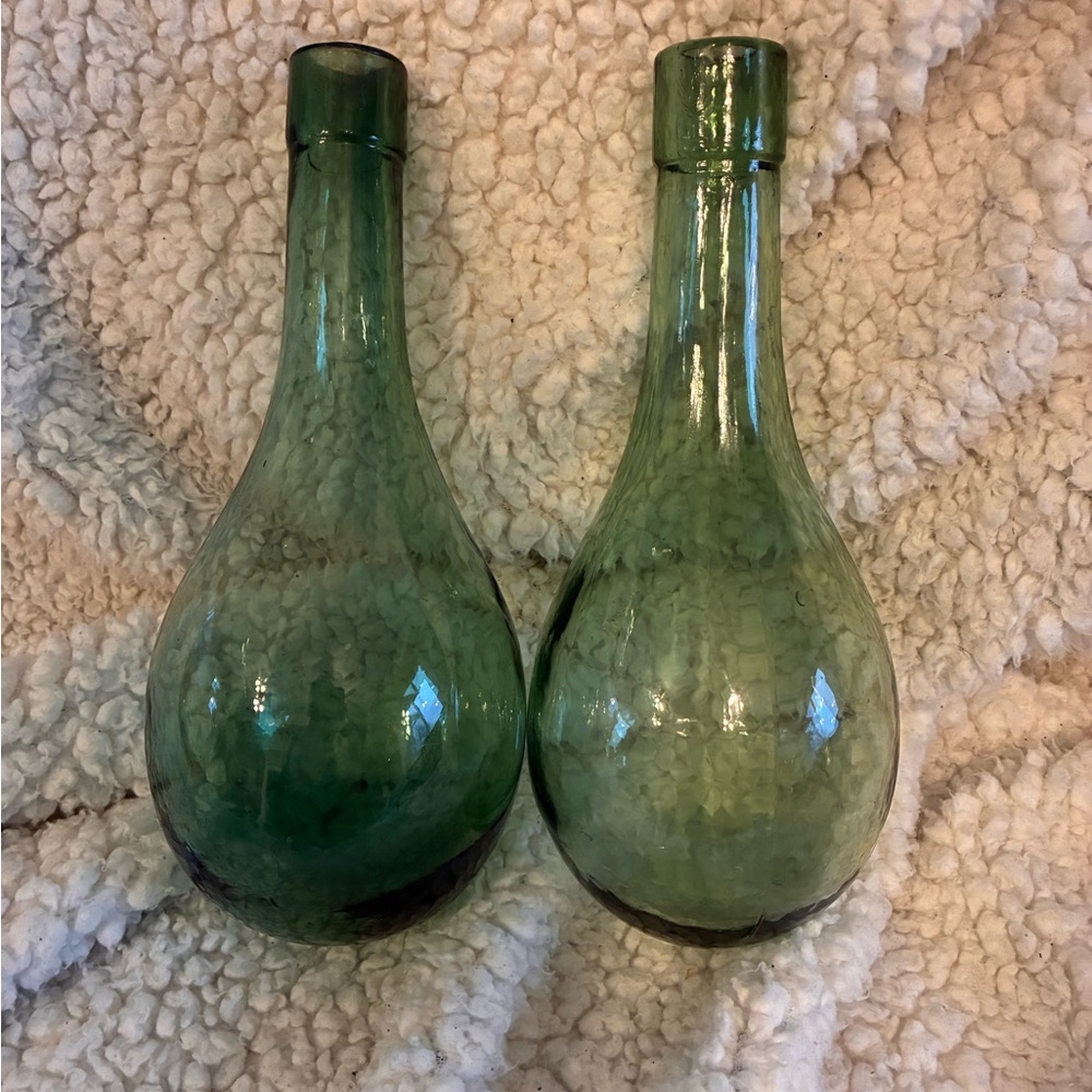 Vintage Handblown Round Bottom Glass Bottles aka “torpedo” or “ballast” bottle